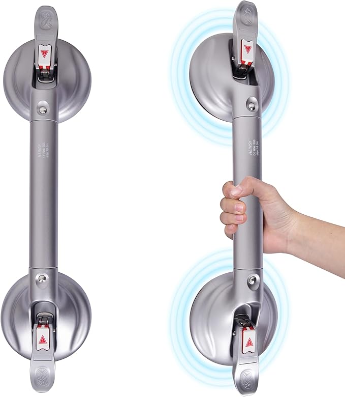 19inch Shower Suction Grab Bar, Portable Shower Handle Bar Suction Grip Bar Bathtub Handle with Strong Hold Suction Cup Fitting and Rapid Release for Bathroom(Max Capacity 300lb