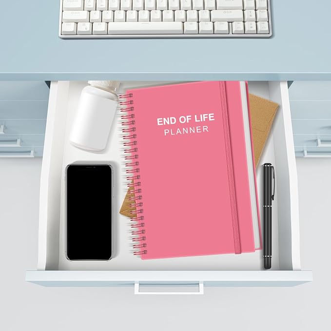 End of Life Planner – Final Arrangements Organizer for Beneficiary, Will Preparation, Last Wishes & Funeral Planning, 5.8" x 8.5", Pink