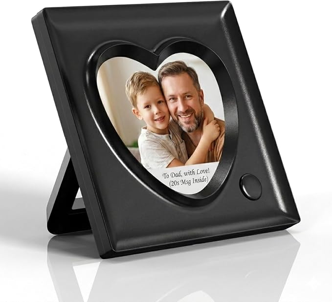 KWANWA Recordable Picture Frame – 20-Second Voice Recording, 3.9x3.9 Heart Shape Photo Frame, Personalized Keepsake for Loved Ones, Memorial, Long Distance, Birthday, Christmas, Mother's Day, Wedding – Tabletop Display for Home Office Desk