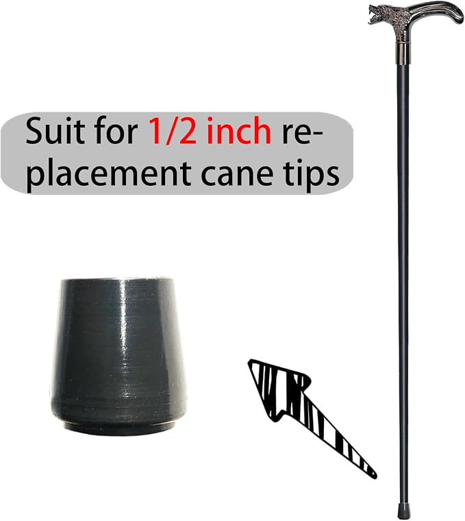 Walking Cane for Men & Women & Seniors - 36.5 Inch Heavy Duty 500+ lbs Capacity, Wolf Ergonomic Handle, Decorative & Ornate Design, Gothic & Goth Elegant Artistry, Metal Cane