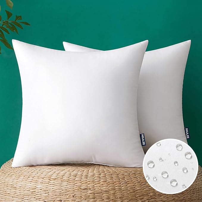 MIULEE 16x16 Inch Outdoor Pillow Inserts Set of 2, Waterproof Throw Pillows | Decorative Throw Pillows Inserts, Water-Resistant Garden Pillow Form for Patio Sofa Couch