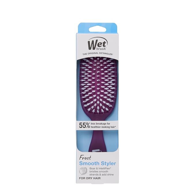 Wet Brush Smooth Styler Hair Brush, Purple Frost, Exclusive Ultra-soft IntelliFlex Bristles, Synthetic Boar Bristles, Shiny And Smooth, For All Hair Types, For Women, Men, Wet And Dry