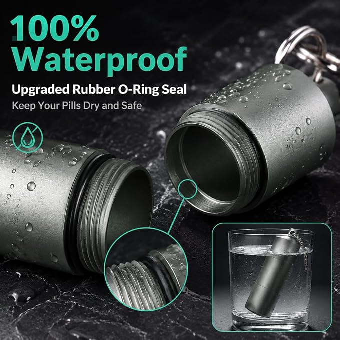 3 Packs Portable Keychain Pill Holder Case, EFFIET 3 Compartments Metal Pocket Emergency Pill Container Dispenser Box Outdoor Medicine Bottle Tin for Daily Supplyment (Mixed Color)