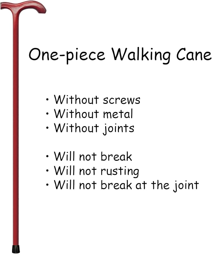 FLYDRUM Wooden Walking Cane for Men and Women, One-Piece Wood Cane, 36 Inch Wood Walking Stick for Men and Women, Ergonomic Wood Cane for Seniors
