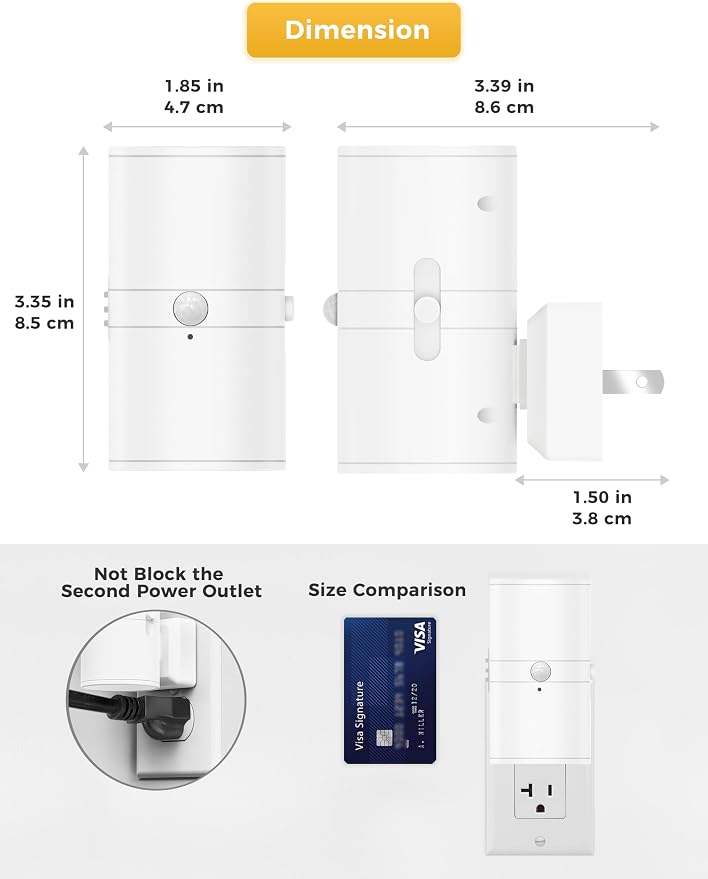 L LOHAS LED Motion Sensor Night Light, Motion Sensor Light Indoor, Dimmable | Nightlight Plug in, Motion Activated Night Light for Bathroom Hallway Bedroom Nursery Kids Elderly [3000K,White Shade,2 Pack]