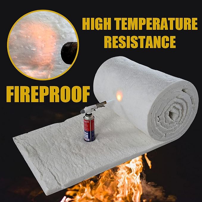 24" x12"x1" (Thick) Ceramic Fiber Blanket Fireproof Insulation Baffle Rated to 2400F, High-Temperature Resistance for Oven Stoves, Kilns, Forges