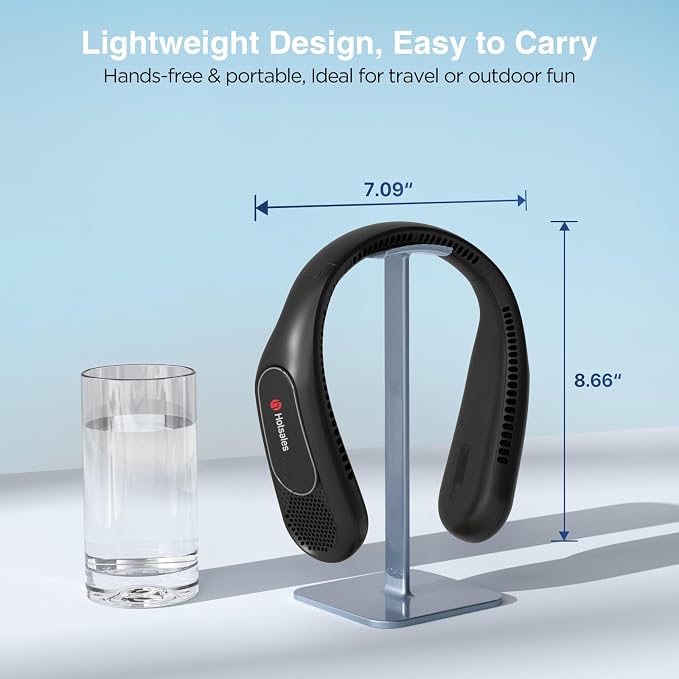 Hotsales Neck Fan, Bladeless Fan That Blows Cold Air, Portable Rechargeable | 6000 mAh Battery, 3 Speeds, Hands Free Wearable Personal Cooling Fan for Men and Women, Travel, Outdoor, USB Rechargeable