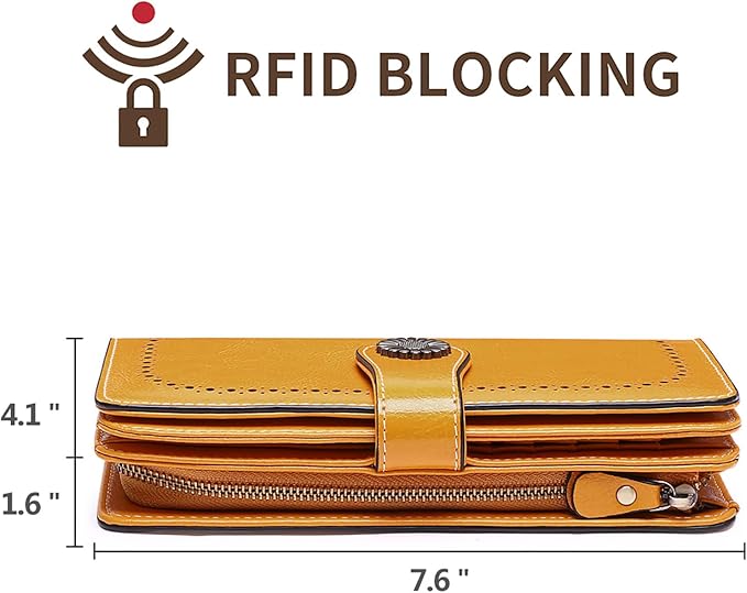 SENDEFN Wallets for Women Leather Credit Card Holder with RFID Blocking Large Capacity Wristlet | with RFID Blocking