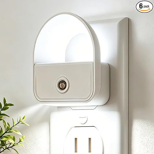 6 Pack Night Light Plug in, LED Nightlights with Smart Dusk to Dawn Nightlight, Plug into Wall Nightlights Suitable for Bedroom, Bathroom, Hallway, Kitchen, Stairs (White)