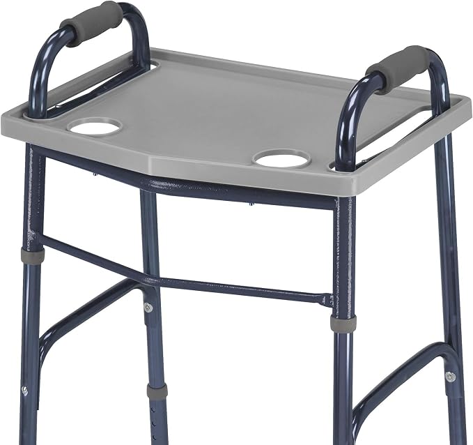 DMI Walker Tray with Cup Holders for Folding Walkers, Mobility Accessory Tray Table Fits Most Standard Walkers