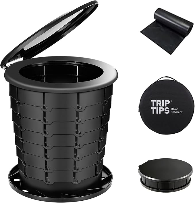 Upgrade Retractable Portable Toilet Travel Toilet Adjustable Height Camping Toilet Portable Potty for Adults Kids, Foldable Portable Toilet for Camping/Car