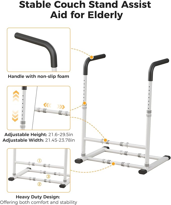 Couch Stand Assist Aid for Elderly, Sofa Chair Lift Assist Devices for Seniors Sit to Stand, Standing Aids & Supports, Pregnancy, Disabled, Floor Gap Height ≥ 1.4" Leg Gap ＞24", White