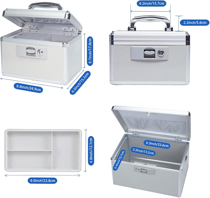Portable Lock First Aid and Medicine Storage Box for Collection Organizing Keeping Carrying Health Care Drugs Accessories Tools (Small)