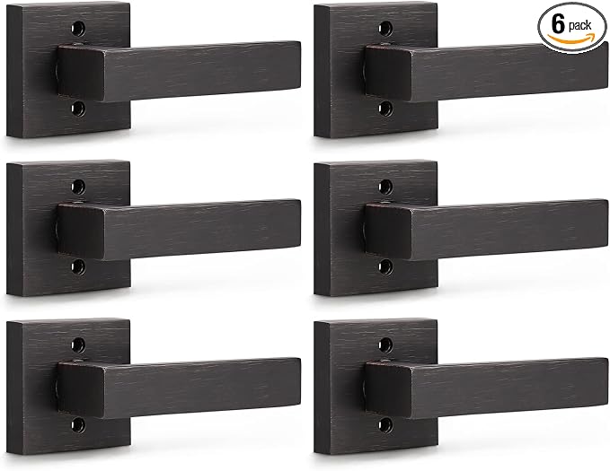 KNOBWELL 6 Pack Single Sided Heavy Duty Dummy Door Handle Door Leversets, Dummy Lever for Both Right/Left Handed Doors, Oil Rubbed Bronze Finish 0.93 lb One Lever
