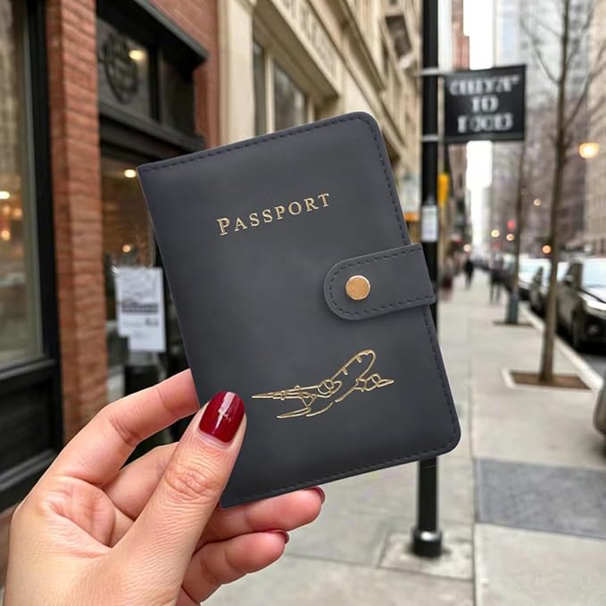 Passport Holder with Multiple Card Slots, RFID-Blocking Passport Cover, Stylish Unisex Design for Men & Women, Ideal Gift for Frequent Flyers, Black