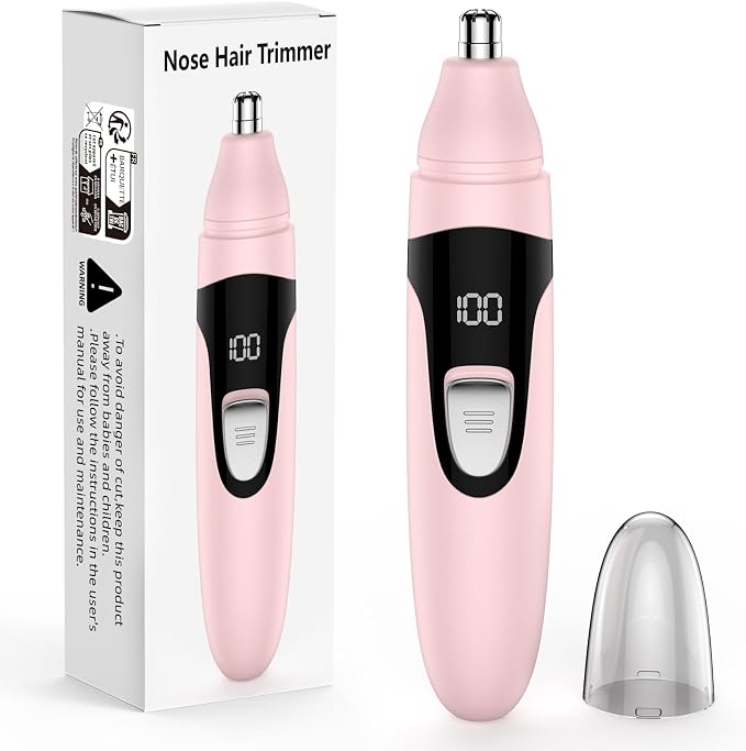 Nose Hair Trimmer,Painless Ear and Eyebrow Trimmer for Men with Dual Edge Blades,Rechargeable,Light Indicator Easy Washing