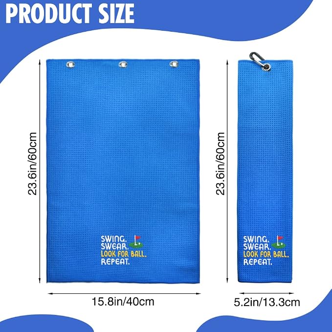 Hafhue Swing Swear Look for Golf Towel, Golf Accessory for Golf Bags, Embroidered Golf Towels with Clip, Retirement Gifts for Grandma Mom Sister Golfs Lover, Christmas Birthday Gifts for Men