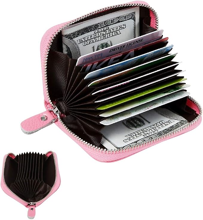 Women's RFID Blocking 12 Slots Credit Card Holder Leather Accordion Wallet