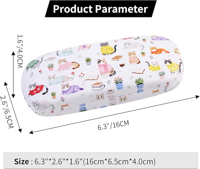 PERFECTSIGHT Hard Shell Eyeglasses Case, Kawaii Protective Glasses Case for Kids, Cute Eyeglass Case for Women Men Girls