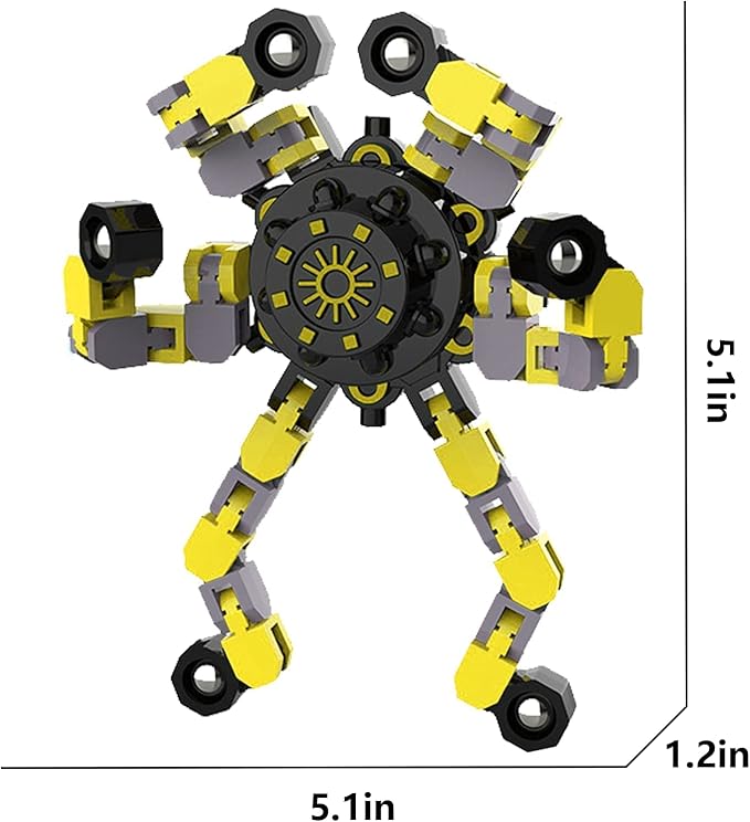 Transformable Fidget Spinners,3PCS Funny Sensory Fidget Toys Adults Deformable Chain DIY Robot Spinner,Fingertip Stress Relief Gyro Toy Party Favors Stocking Stuffers for Kids(Style-2)