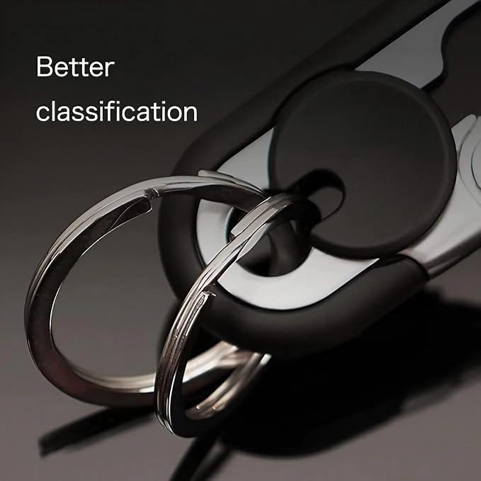 CHRIS GOOD Men's Car Key Chain 3pcs, Personalized Creative Stainless Steel Car Keychain for Men Black