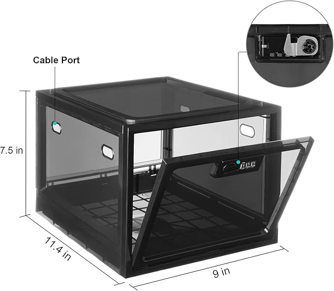 Lalifebuss Medicine Lock Box, 2 Pack Medication Lockable Container for Refrigerator Food Safe Locking Box Tablet Phone Locked Box for Kitchen Home School and Office Safety