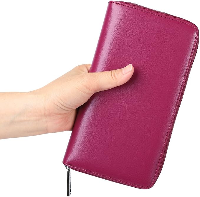 Women 36 Slots RFID Blocking Card Holder Large Long Leather Zipper Organizer Accordion Wallet,Purple