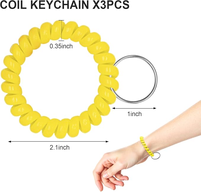 Spiral Coil Keychain, Anti-lost Key Chain Holder Lanyard Cord for Sauna Outdoor Sports and Gym Pool