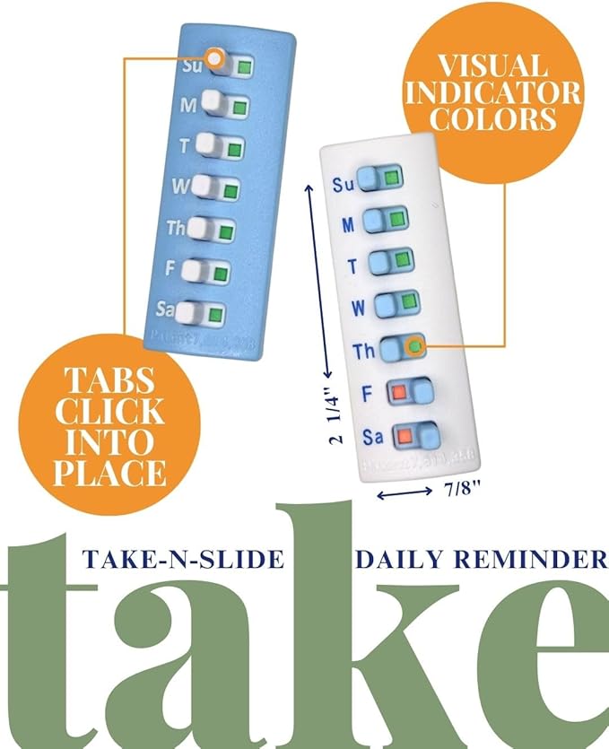 Peel and Stick Reusable for 12 + Refills, Pill/Medication/Vitamin/Pet Med Tracker & Reminder, Attach to Your Bottle, Organizer-Free, Curved‑Back (White, 2-Pack)