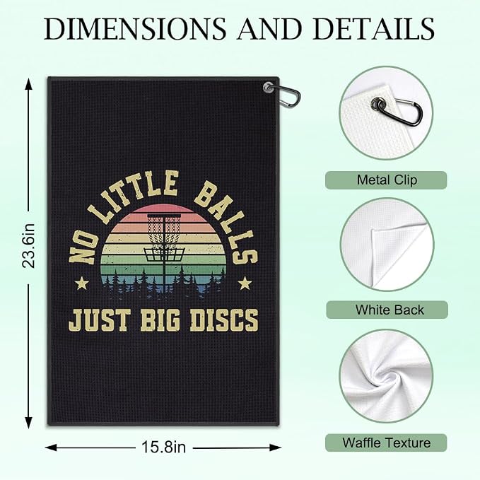 DYJYBMY Just Big Discs Retro Printed Golf Towel with Clip, Funny Golf Towels for Disc Cleanup, Retirement Gifts for Golfer Dad Grandpa, Retro Birthday Thank You Gifts for Golfing Lover Family Friend