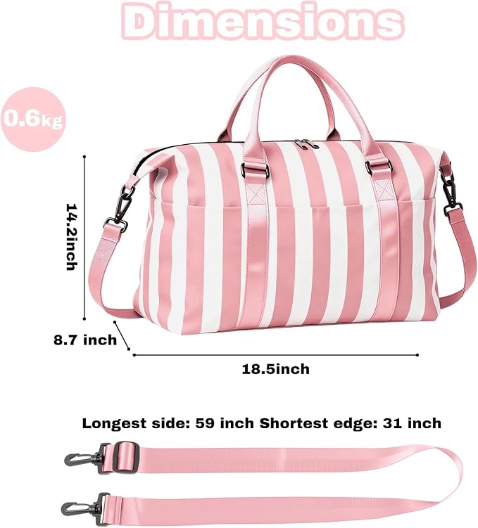 Travel Duffle Bag for Women, Carry On Weekender Tote with Trolley Sleeve | Waterproof overnight bag for gym, sports, hospital stays, labor and delivery; spacious carry-on design for short trips.