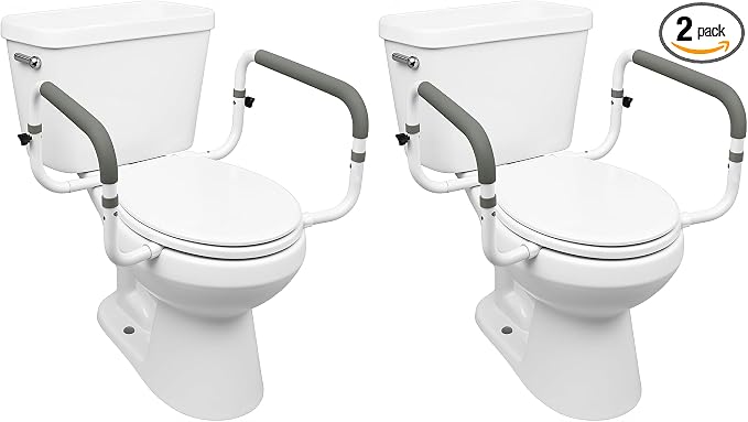 Carex Toilet Safety Frame -Safety Rails with Adjustable Width - Toilet Rails for Elderly, Handicap, Home Health Care Equipment After Surgery, Supports 300lbs (Pack of 2)