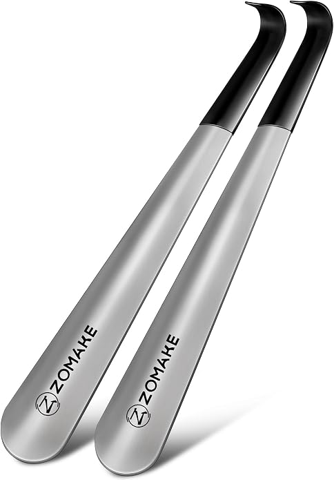 ZOMAKE Shoe Horn Long Handle, Metal Long Shoehorn 7.5" 16.5" 28.3" | Metal Shoehorn Long handle for Boots ,Stainless Steel Travel Small Shoe Spoon Helper
