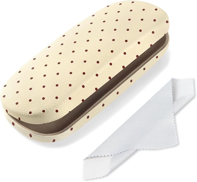 Glasses Case Hard Shell, Cute Sunglasses Case for Women Leather Protective Case for Eyeglass with Cleaning Cloth