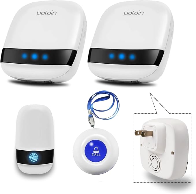 Caregiver Pager Wireless Alert System - 2 Call Buttons, 2 Receivers, 600+ft Range, Nurse/Patient Alert