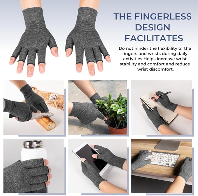 Arthritis Gloves for Women for Pain, Men and Women Fingerless Compression Wrap for Hand Pain and Osteoarthritis Compression Gloves Women,S,Grey