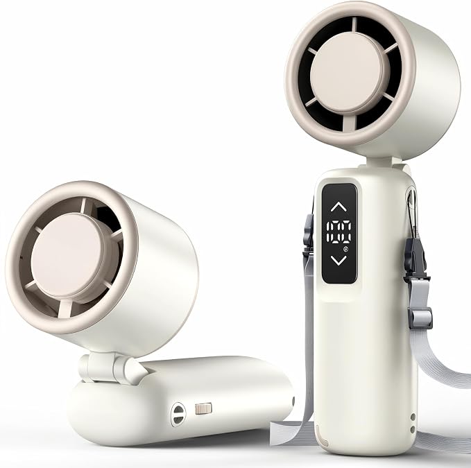 Portable Handheld Turbo Fan, 1-100 Gear Wind, Battery Operated, Up to 23 Working Hours, 3 IN 1 Personal Fan with Air Turbo Tech, Cooling Essentials for Indoor/Outdoor(White)
