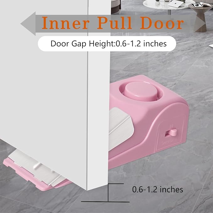 HNHMT 2 Pack Portable Door Stop Alarm, Door Stopper with 120db Loud Security Alarm, Travel Door, Doorstops Wedge Sensors Security Devices for Traveling Apartment Hotel and Home (Pink)