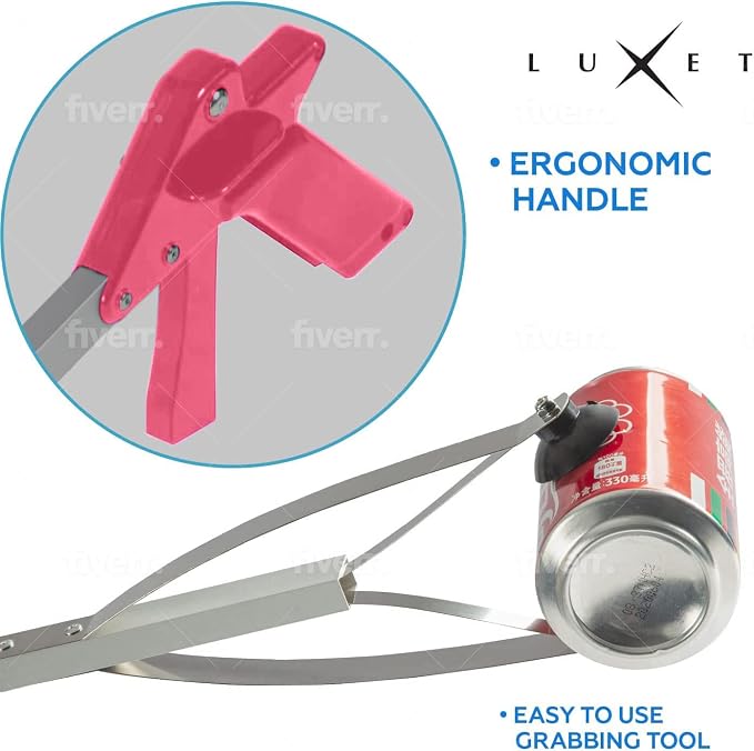 Grabber Tool 32" Suction Cup Grip Heavy Duty Aluminum -2 Pack- Lightweight Foldable Reacher Grabber Pickup Tool, Gripper Grabbers for Elderly Grab it Reaching Tool Trash Picker Grabber Pink, By Luxet