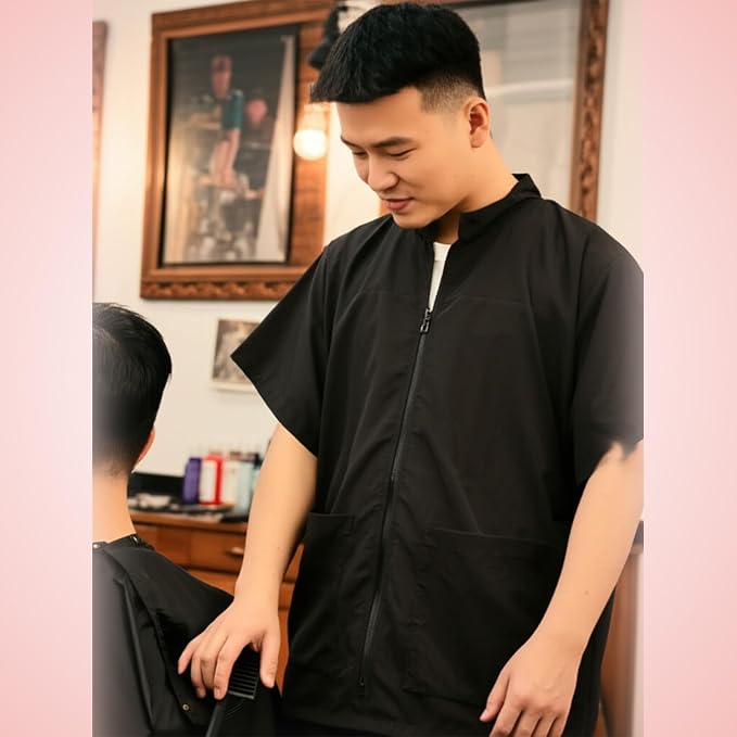Gliitatu 2Pack Grooming Smock for Dog Groomers Barber Jacket Smocks Hairstylist Smocks Jacket with Full Zipper for Women Men