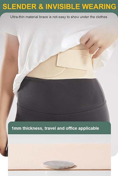 Super Thin Back Brace for Lower Back Pain Women Men, Lumbar Support Waist Support Brace for Women Lower Back Pain Relief Products, Hip Belt Waist Belt Sciatic Nerve Brace for Women Men (Black, Medium)