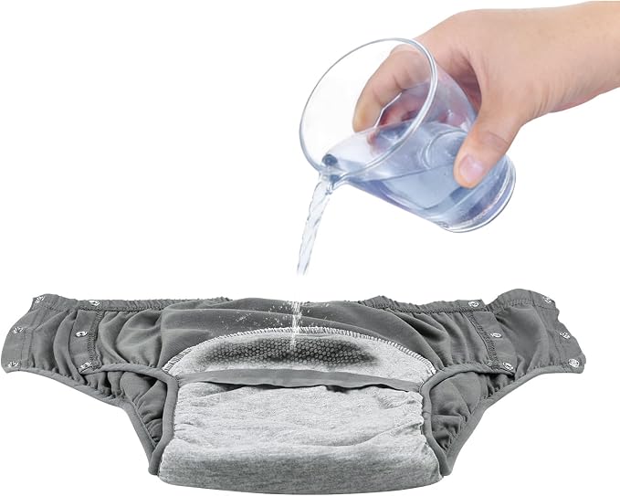 Reusable Adult Diapers Incontinence Adults Leak Proof Cotton Cloth Underwear Washable Elderly Incontinence Cotton Nappies with Button Pull on Cover Pants for Seniors Disability Postpartum