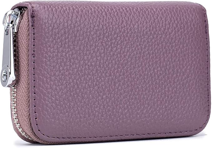 RFID Credit Card Holder Genuine Leather Credit Card Wallet with Zipper | RFID