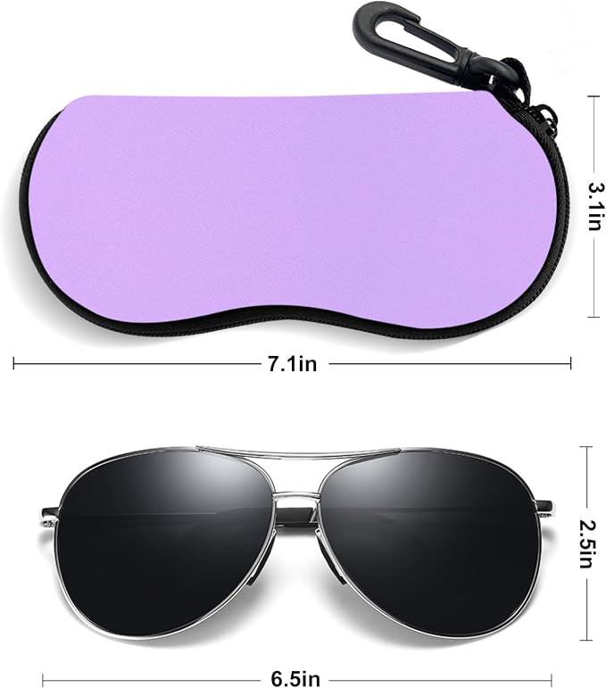 Sunglasses Soft Case, Ultra Light Portable Neoprene Zipper Glasses Case for Men Women