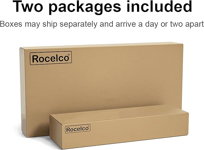 Rocelco 45" Height Adjustable Standing Desk Converter with Dual Monitor Mount and Slide Out Retractable Keyboard Tray - Sit Stand Up Triple Screen Tabletop Riser Workstation - Black (R ADRB-45-DM2)