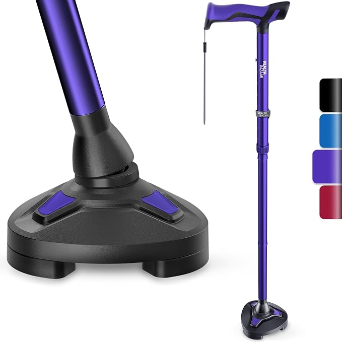 healthbazaar Walking Cane for Men & Women - Self Standing Pivot Cane, Adjustable, Foldable Walking Sticks for Seniors & Adults with Wrist Strap, Travel Bag | TRIGRIP