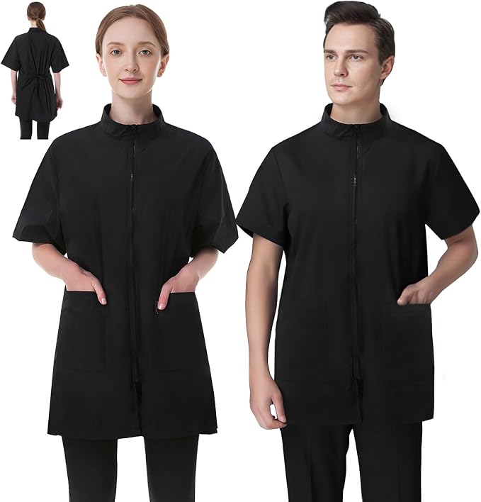 DHXYZZB 2 Pack Pet Grooming Smock Waterproof Barber Jackets for Women Men Anti-Static Work Clothes Salon Smock for Stylists