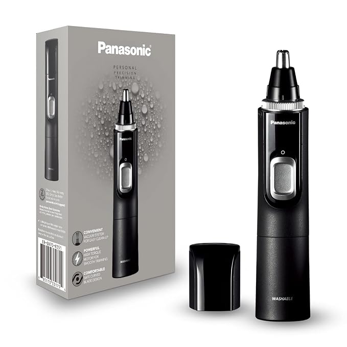 Panasonic Ear and Nose Hair Trimmer for Men with Vacuum Cleaning System,Powerful Motor and Dual-Edge Blades for Smoother Cutting,Wet/Dry – ER-GN70-K (Black),(Pack of 6)