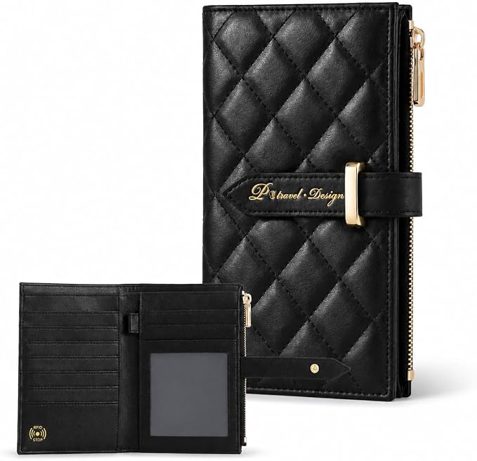 Passport Holder for Travel,Leather Passport Wallet,Travel Document Organizer with AirTag Slot,RFID Blocking With Credit Cards Case,Zippered Coins Pocket and Cash Slot for Women Men