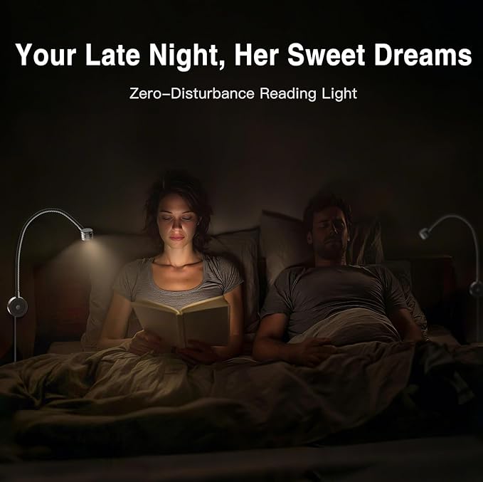 VST Bed Reading Lights for Headboard, Bedside Wall Mounted Reading Lamp, Reading Light Touch to Adjust Brightness with USB/Type-C Charging Ports, ETL-Listed